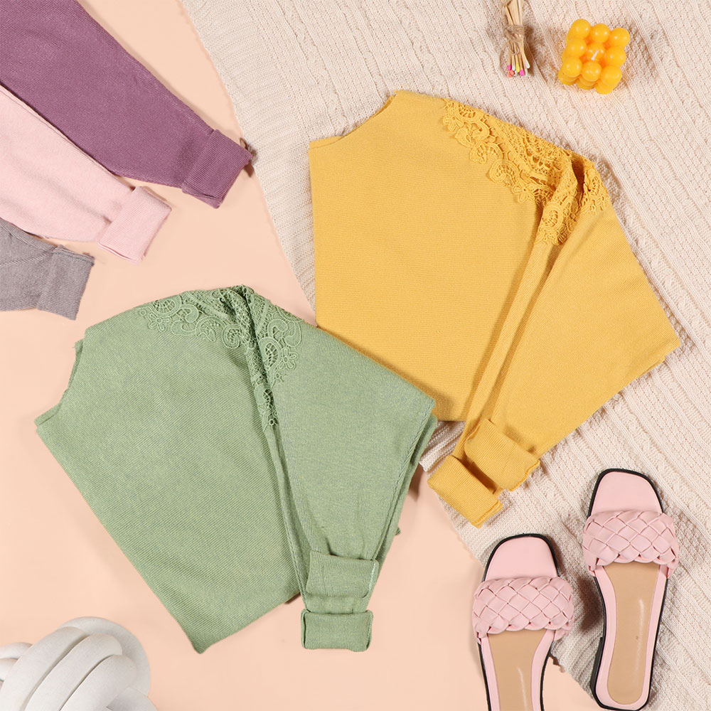 بلوز بافت سرشانه گیپور دار