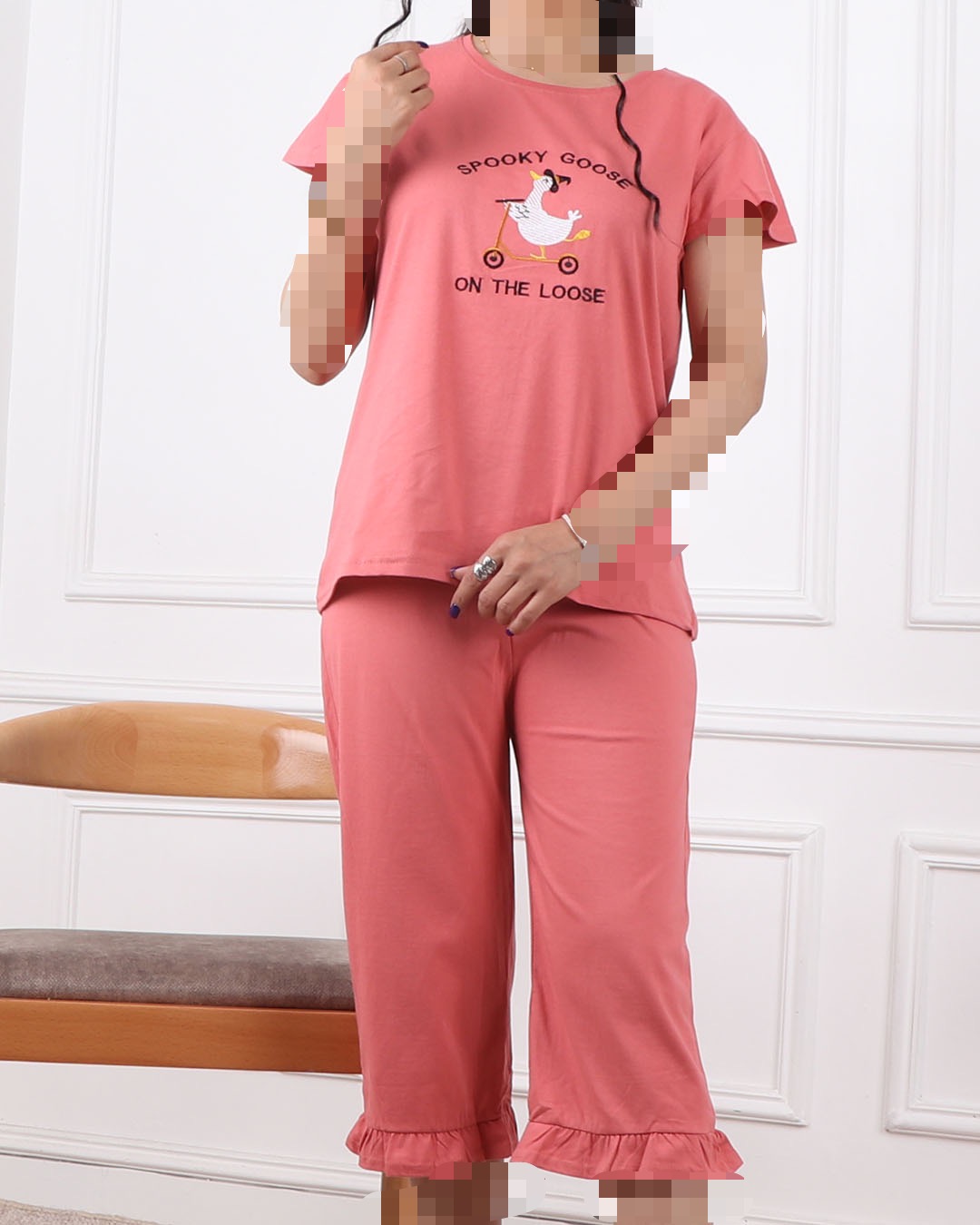 ست تیشرت وشلوارک غاز سفید کد 2421