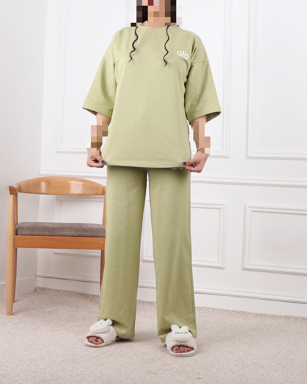 ست تیشرت وشلوار بگ الو جدید 2428