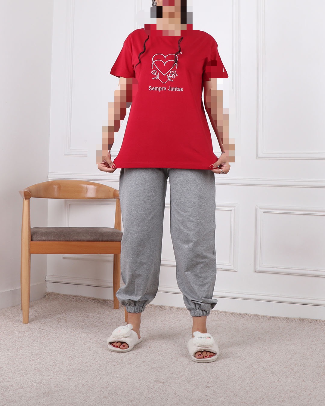 ست تیشرت وشلوار اسلش دوقلب کد 2392