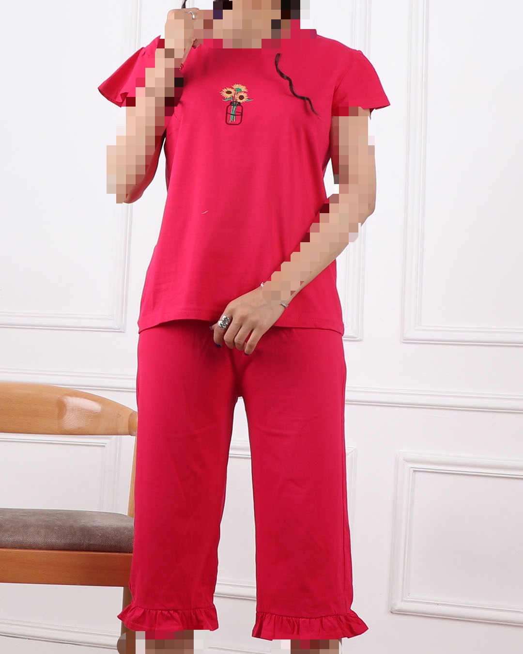 ست تیشرت  وشلوارک گلدون بابونه کد 2422