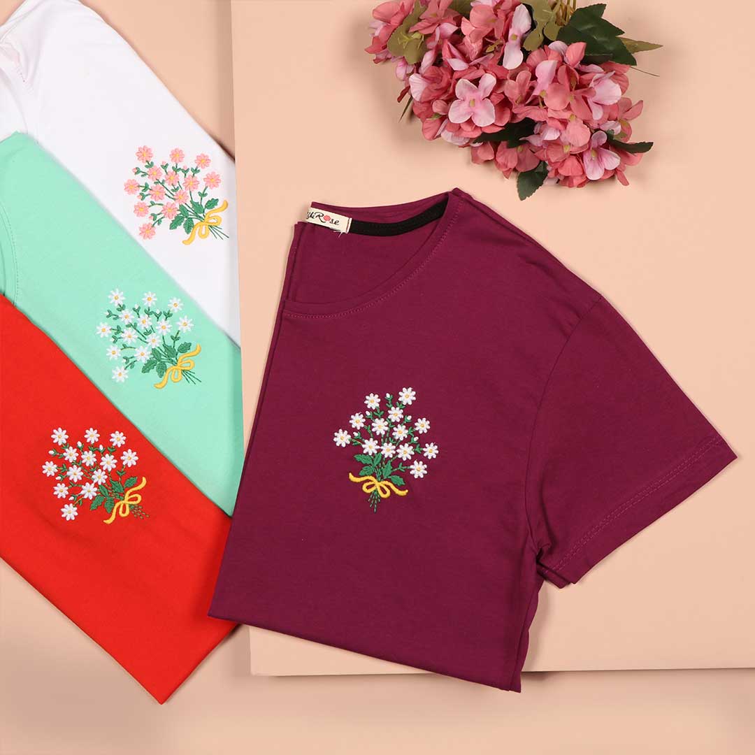 تیشرت گلدوزی بابونه 