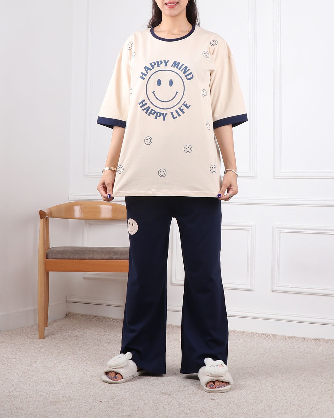 ست تیشرت وشلوار بگ استیکری  2447