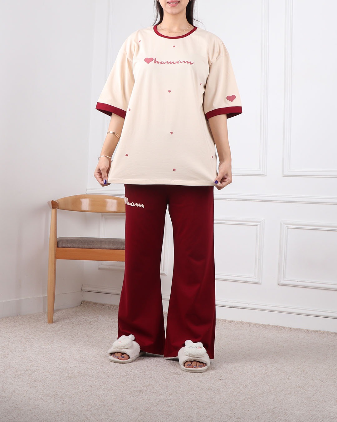 ست تیشرت وشلوار بگ قلب ونوشته کد 2436