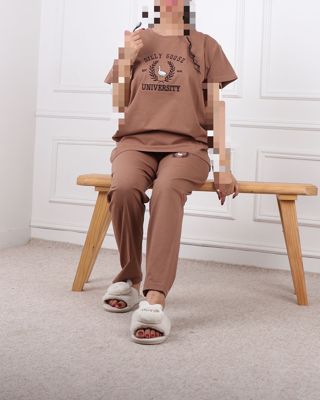 ست تیشرت وشلوار قو گلدوزی کد 2367