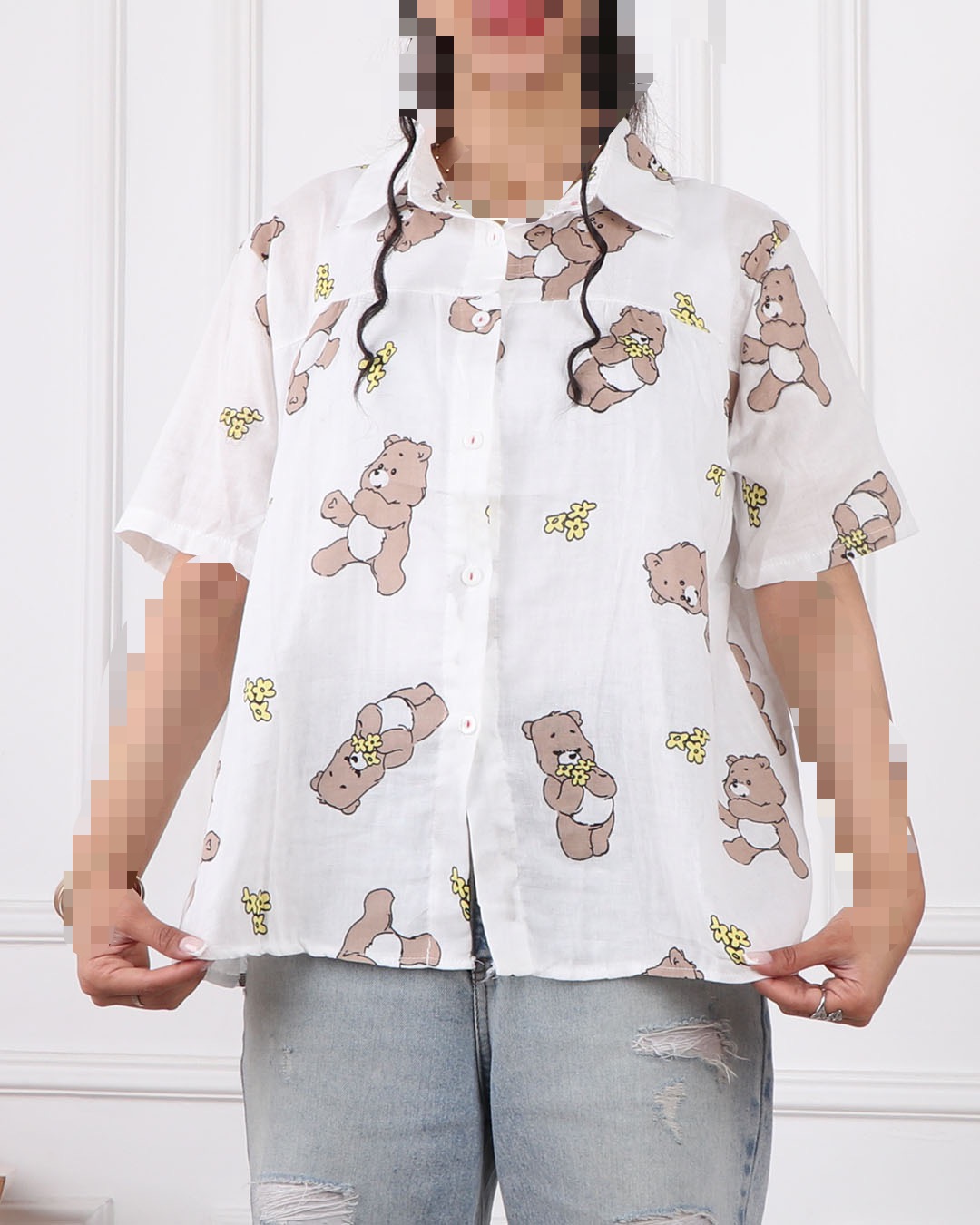 شومیز طرح دار نخی کد 2395