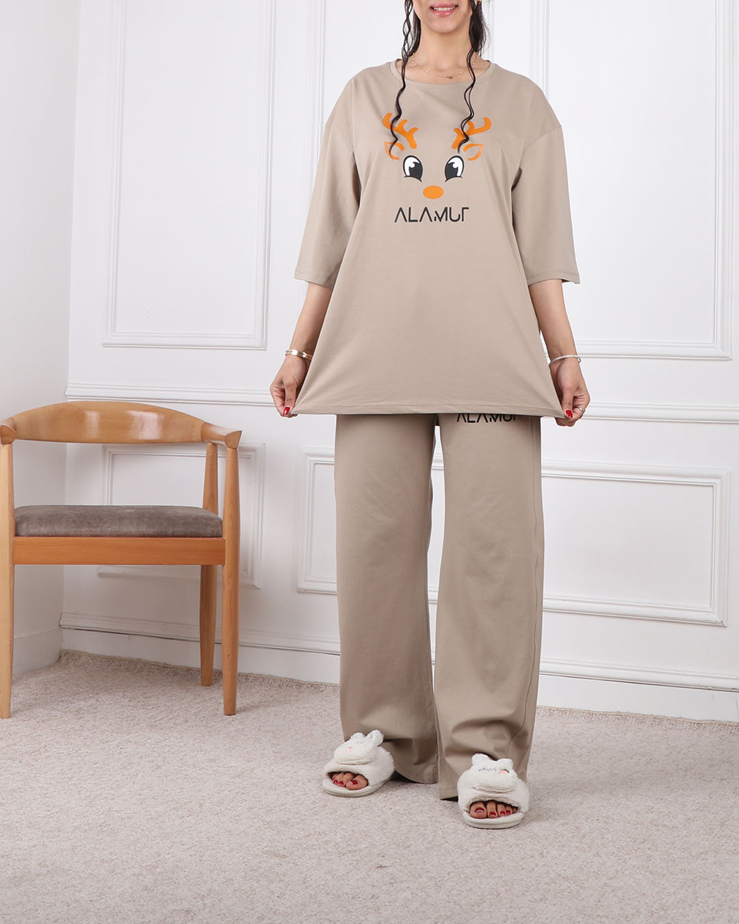 ست تیشرت وشلوار بگی گوزن کد 2355