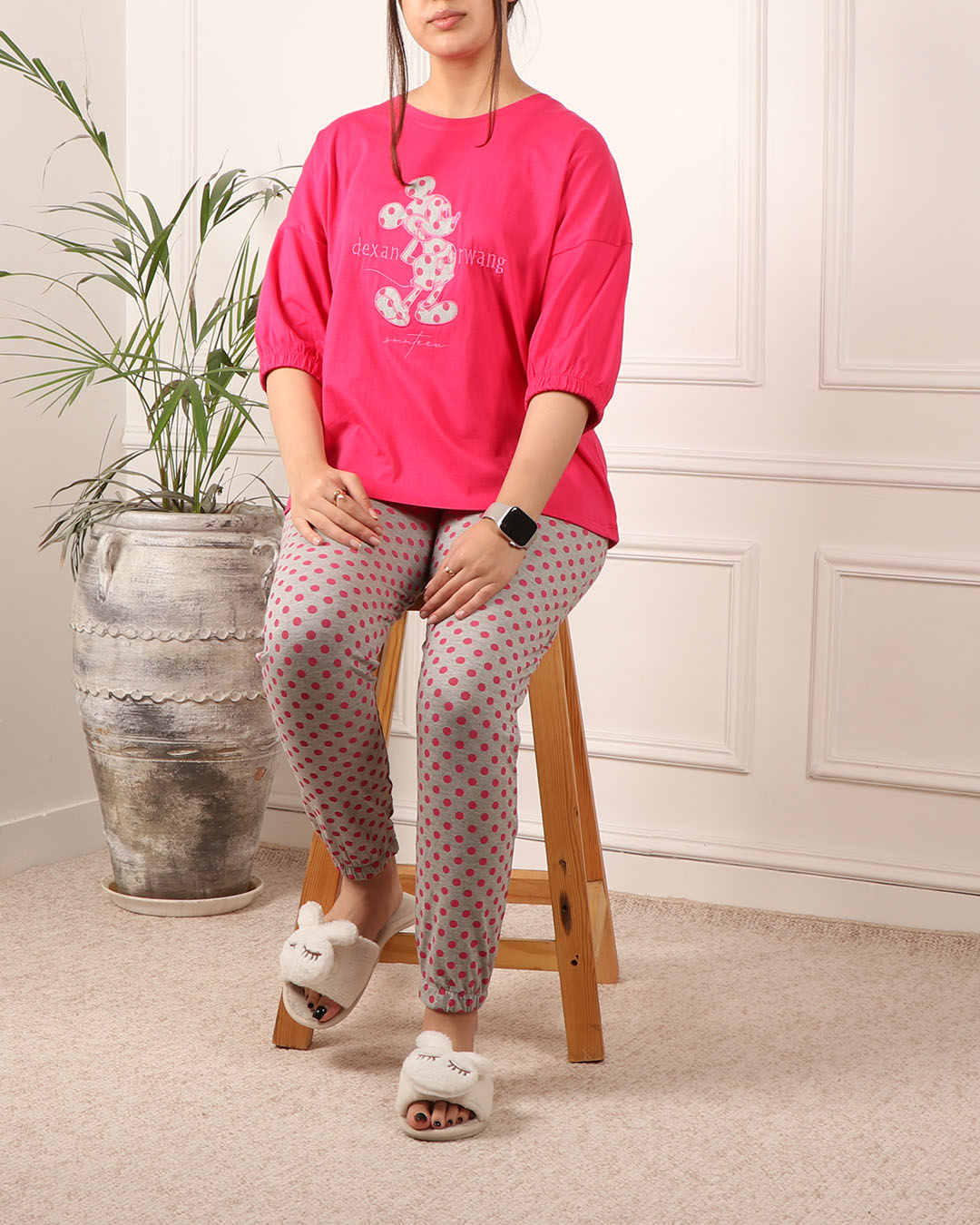 ست تی شرت و شلوار میکی خال خالی کد 1898