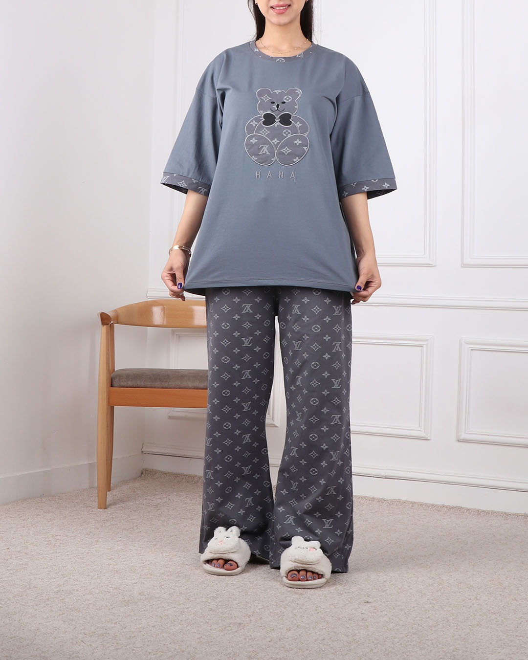 ست تیشرت وشلوار بگ خرس ال وی کد 2437