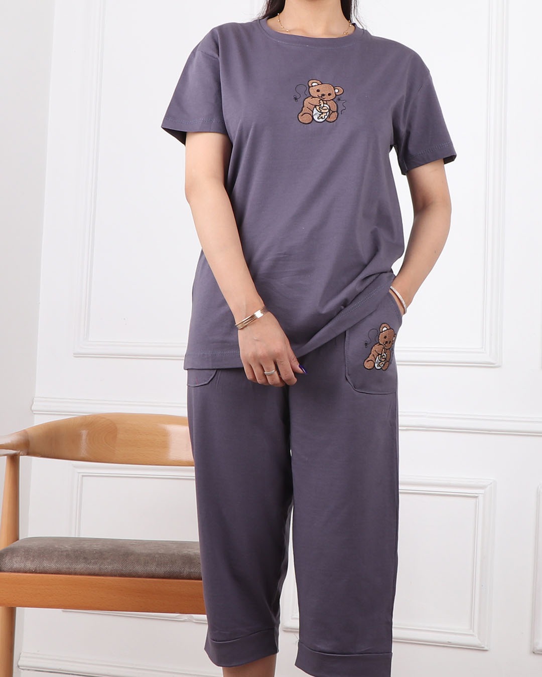 ست تیشرت وشلوارک تک خرس 2444